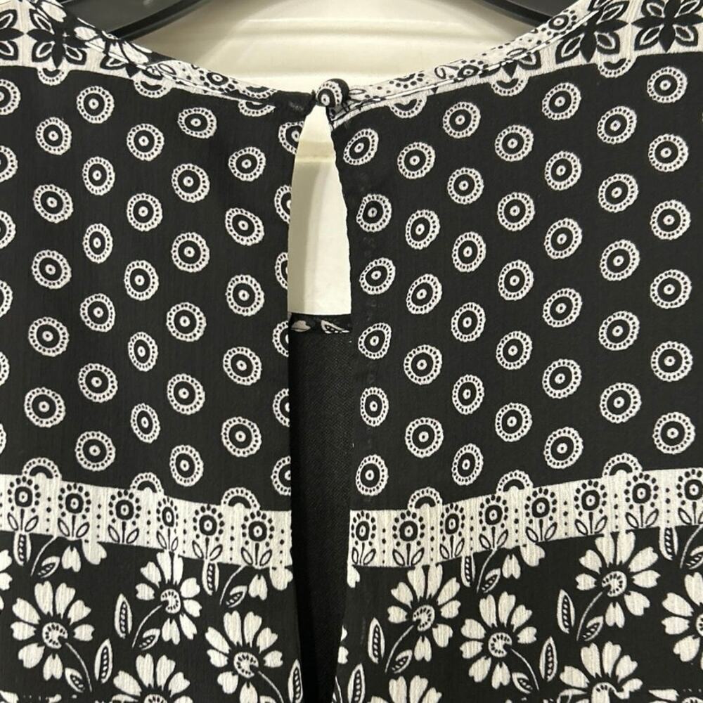 CALVIN KLEIN Black & White Floral 3/4 Sleeve Shift Dress Size 4 - Picture 11 of 14
